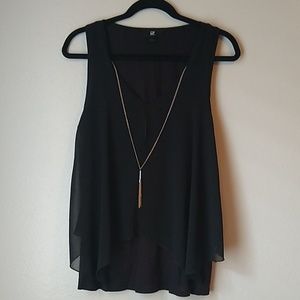 Black Sleeveless Work Blouse